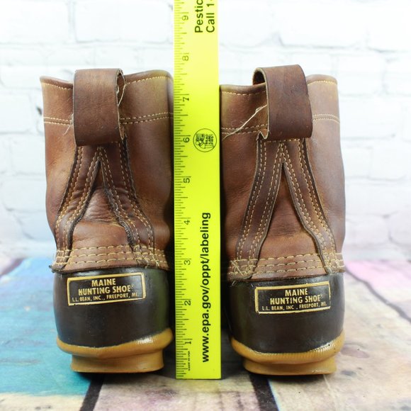 Vintage LL Bean Unlined Brown Leather Maine Hunting Duck Boots 6 M - Picture 7 of 9